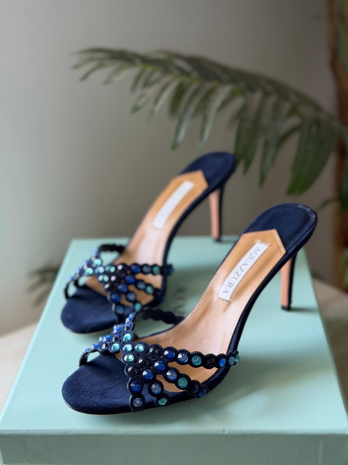 Beaded Slip-On Mules - Navy Beaded Slip-On Mules - Navy