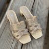 Crystal Buckle Slides - Ivory
