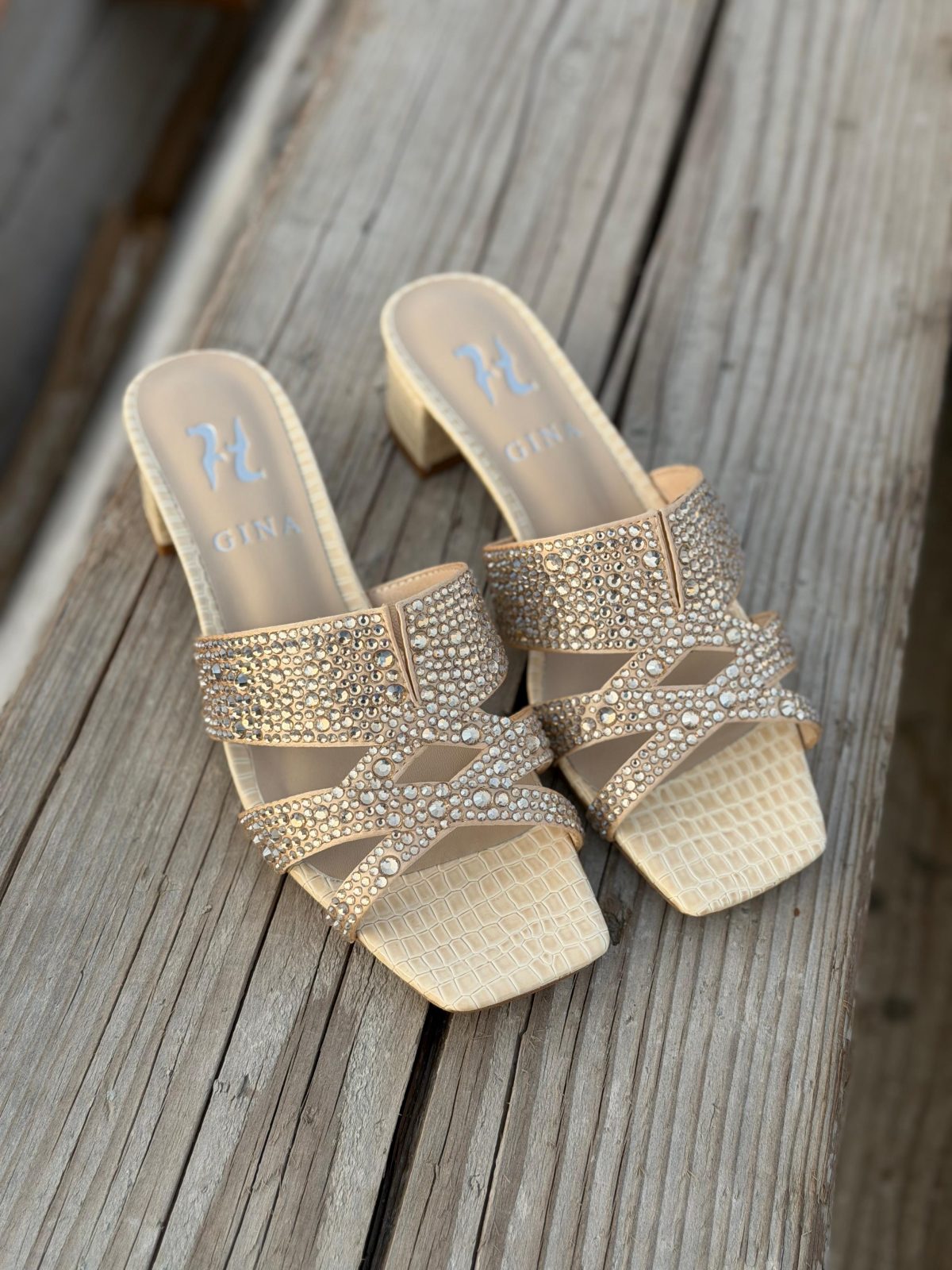 Crystal Buckle Slides - Ivory