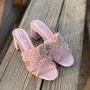 Crystal Buckle Slides - Pink