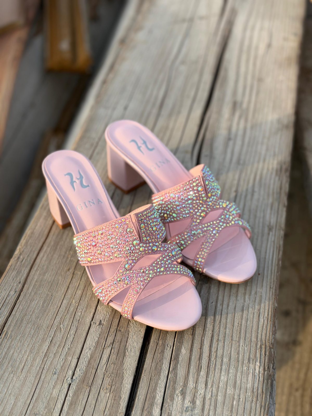 Crystal Buckle Slides - Pink