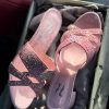 Crystal Buckle Slides - Pink