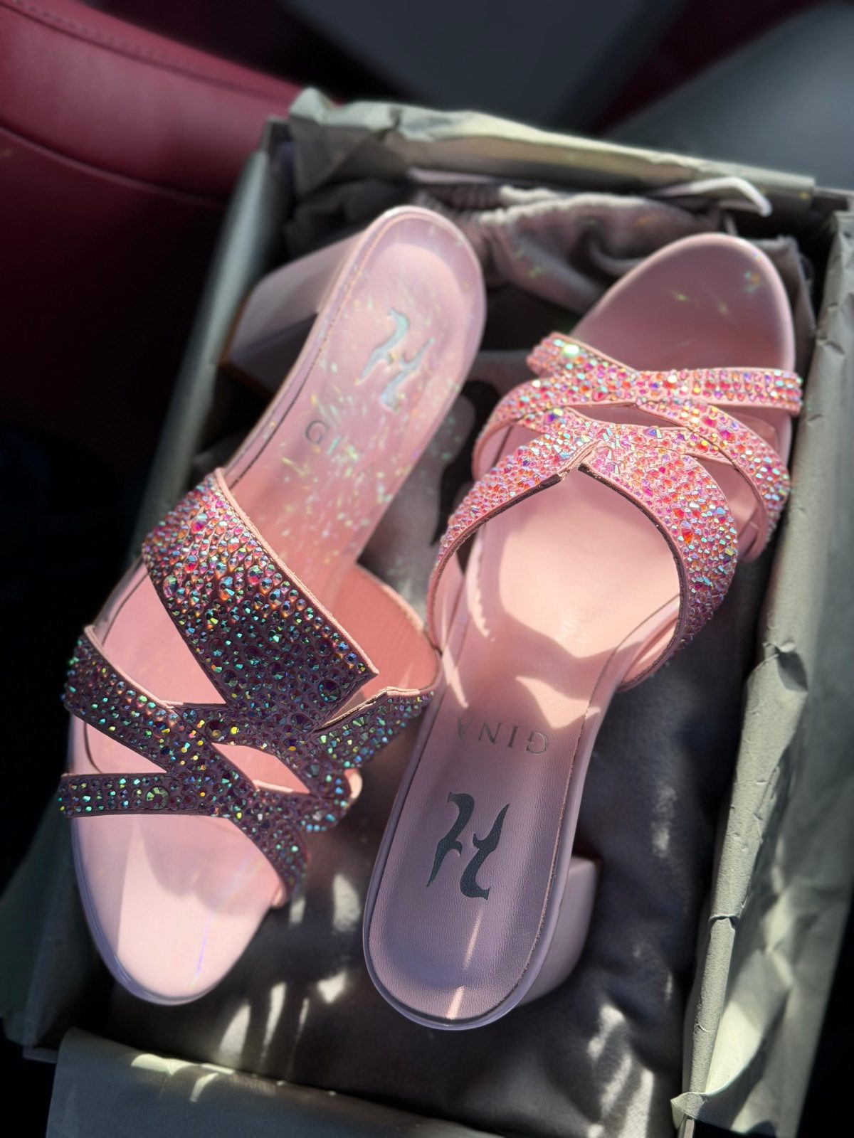 Crystal Buckle Slides - Pink