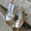 Textured Metallic Mules - Gold