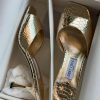 Textured Metallic Mules - Gold