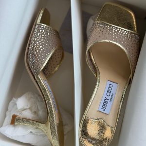 Crystal Band Mules - Gold