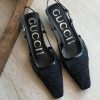 Patterned Slingback Heels - Black