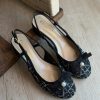Bow Round-Toe Slingbacks - Black