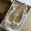Bow Round-Toe Slingbacks - Cream