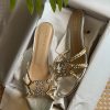 Circle Buckle Metallic Slides - Silver