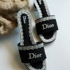 Embroidered Flat Slides - Black