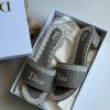 Embroidered Flat Slides - Grey