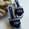 Embroidered Flat Slides - Navy