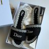 Embroidered Flat Slides - Black
