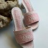 Embroidered Flat Slides - Pink