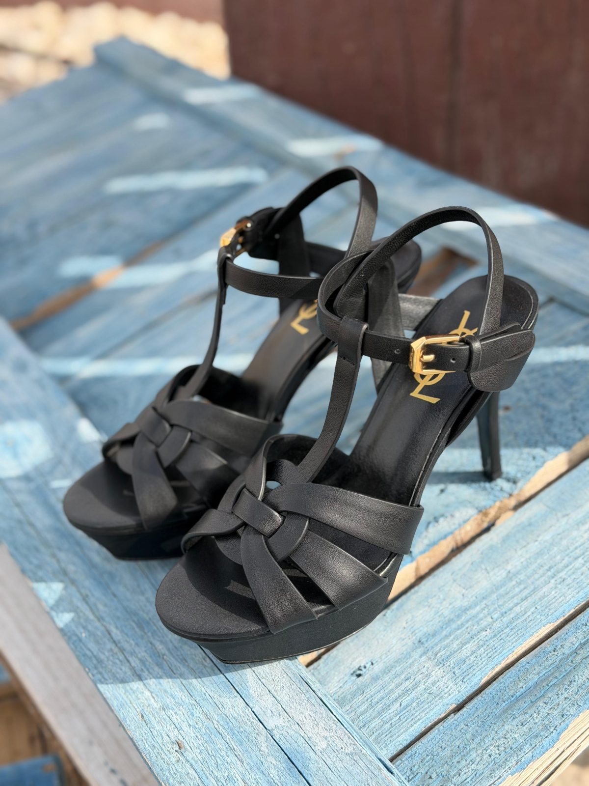 Platform Ankle-Strap Sandals - Black