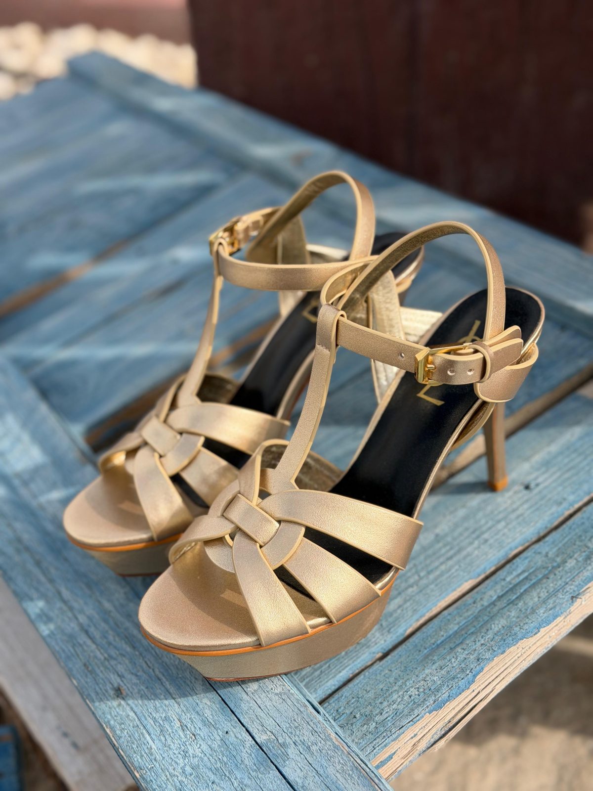 Platform Ankle-Strap Sandals - Gold