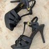 Platform Ankle-Strap Sandals - Black