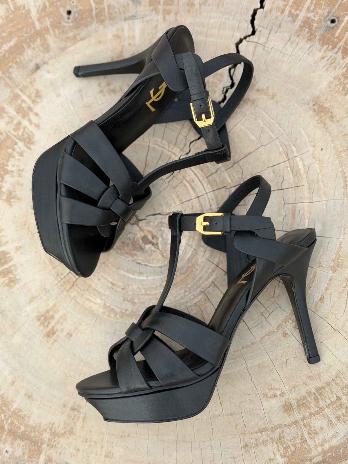 Platform Ankle-Strap Sandals - Black