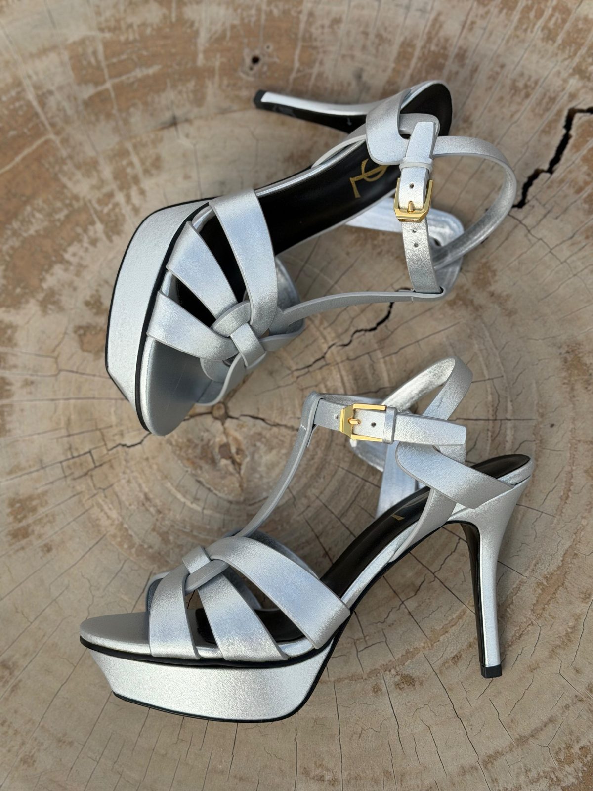 Platform Ankle-Strap Sandals - Silver