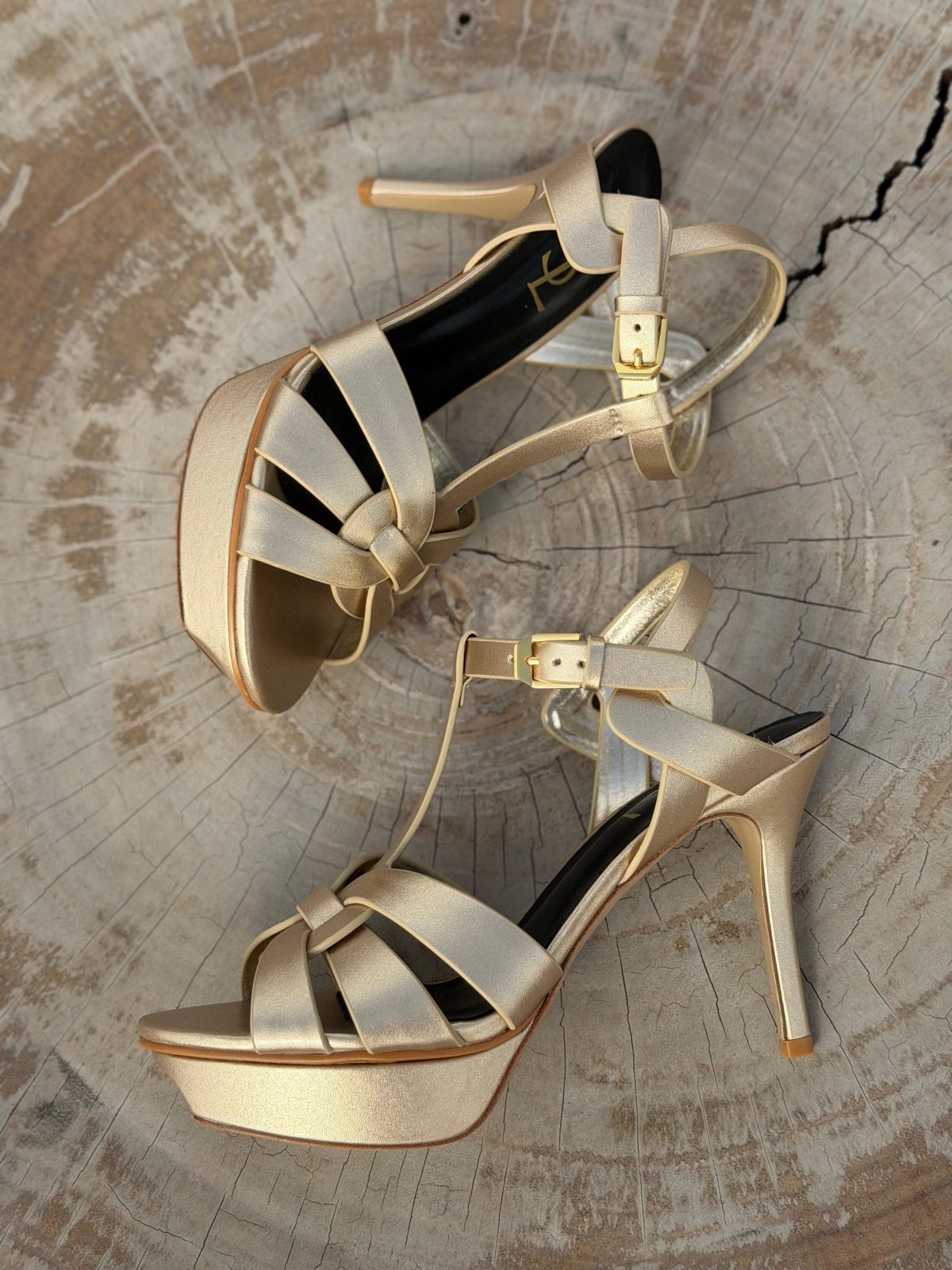 Platform Ankle-Strap Sandals - Gold
