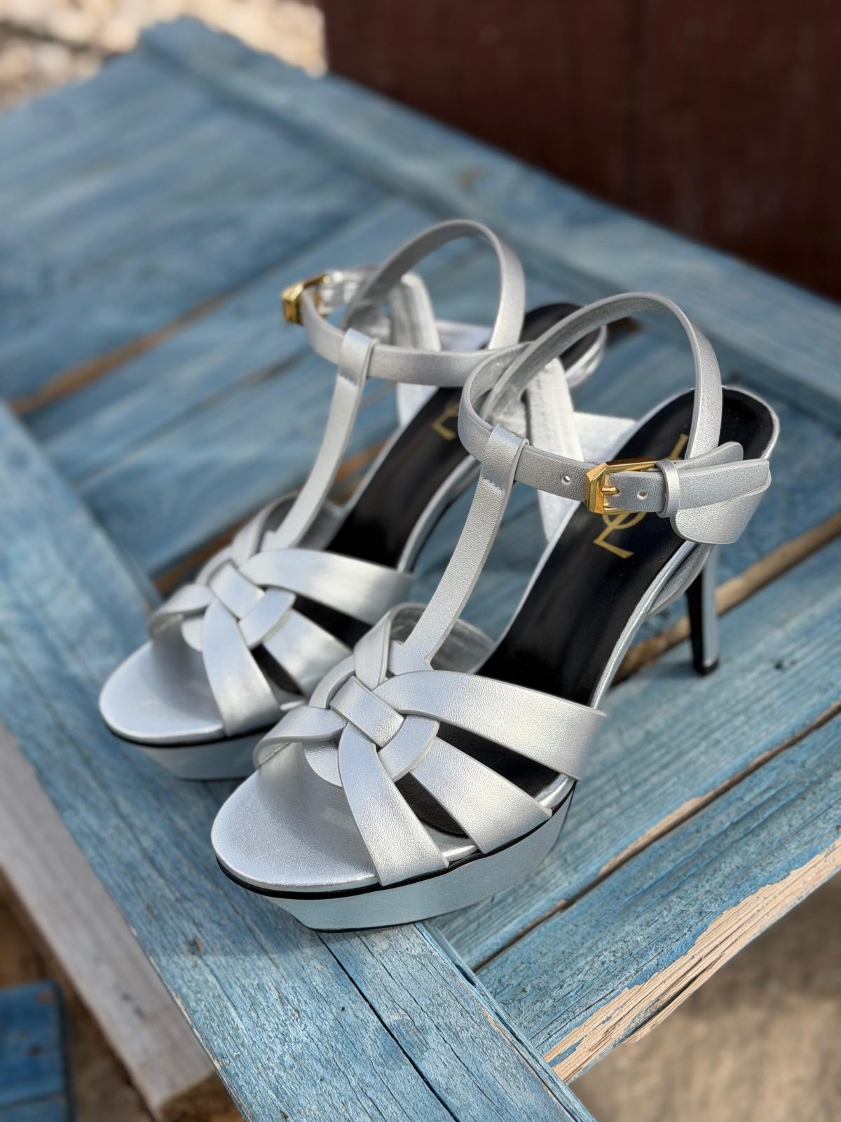 Platform Ankle-Strap Sandals - Silver