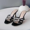 Crystal Double-Buckle Mules - Black