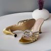 Crystal Double-Buckle Mules - Gold