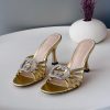 Crystal Double-Buckle Mules - Gold