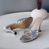 Crystal Double-Buckle Mules - Silver